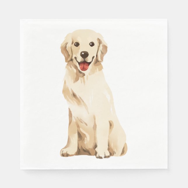 Cute Cute Puppy Golden Retriever Dog Party Napkins (Front)