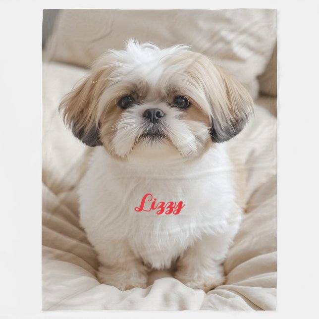 Cute Cute Shih Tzu Personalised Fleece Blanket (Front)