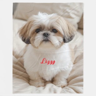 Cute Cute Shih Tzu Personalized Fleece Blanket