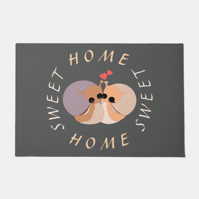 Cute Cute Snail Doormat Text - Home Sweet Home (Front)