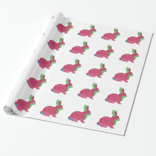 Cute Cutout Fabric Style Rabbit Bunny Wrapping Paper
