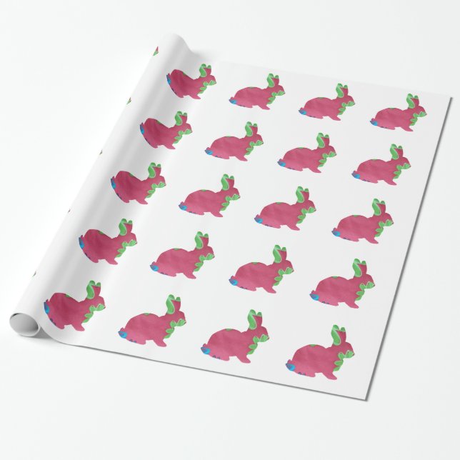 Cute Cutout Fabric Style Rabbit Bunny Wrapping Paper (Unrolled)
