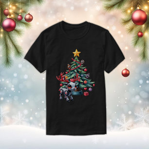Cute Cyberpunk Reindeer with Christmas Tree T-Shirt