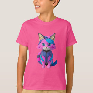 Cute cyborg cat portrait T-Shirt