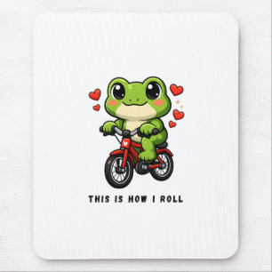 Cute Cycling Frog Kawaii Frog Bicycle Art Mouse Mat