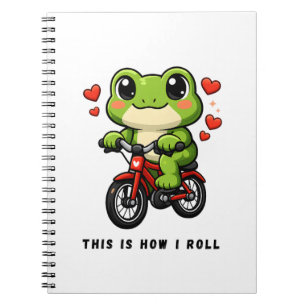 Cute Cycling Frog Kawaii Frog Bicycle Art Notebook