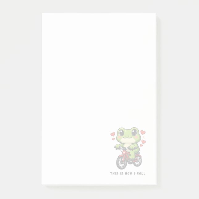 Cute Cycling Frog | Kawaii Frog Bicycle Art Post-it Notes (Front)