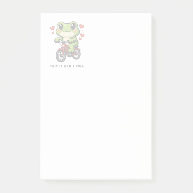 Cute Cycling Frog | Kawaii Frog Bicycle Art Post-it Notes (Front)