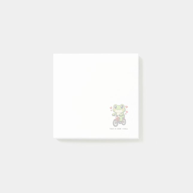 Cute Cycling Frog | Kawaii Frog Bicycle Art Post-it Notes (Front)