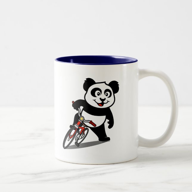 Cute Cycling Panda Two-Tone Coffee Mug (Right)