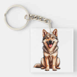 Cute Czechoslovakian Wolf dog Animal Lover Key Ring