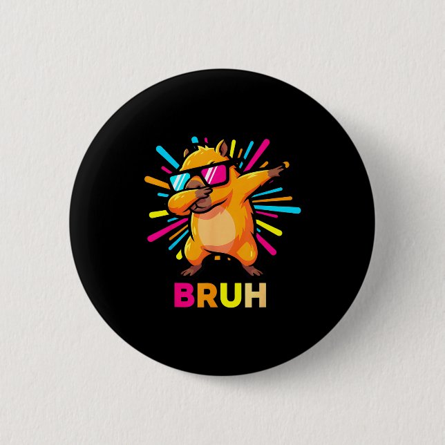 Cute Dabbing Capybara Funny Animal Meme Capy Lover 6 Cm Round Badge (Front)
