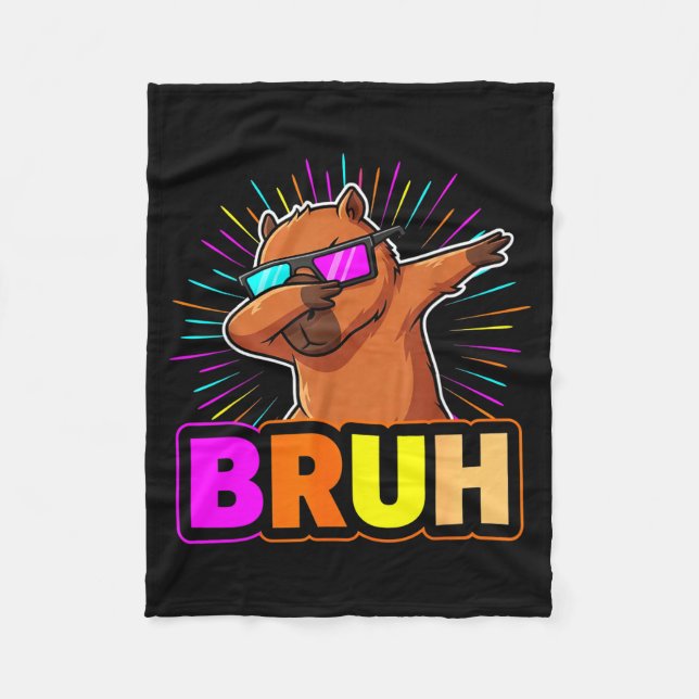 Cute Dabbing Capybara Funny Animal Meme Capy Lover Fleece Blanket (Front)