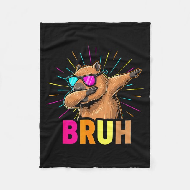 Cute Dabbing Capybara Funny Animal Meme Capy Lover Fleece Blanket (Front)