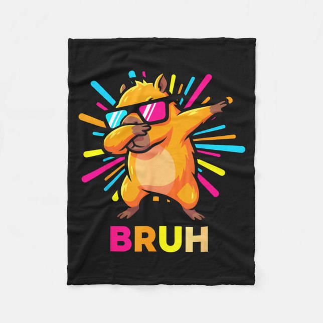 Cute Dabbing Capybara Funny Animal Meme Capy Lover Fleece Blanket (Front)