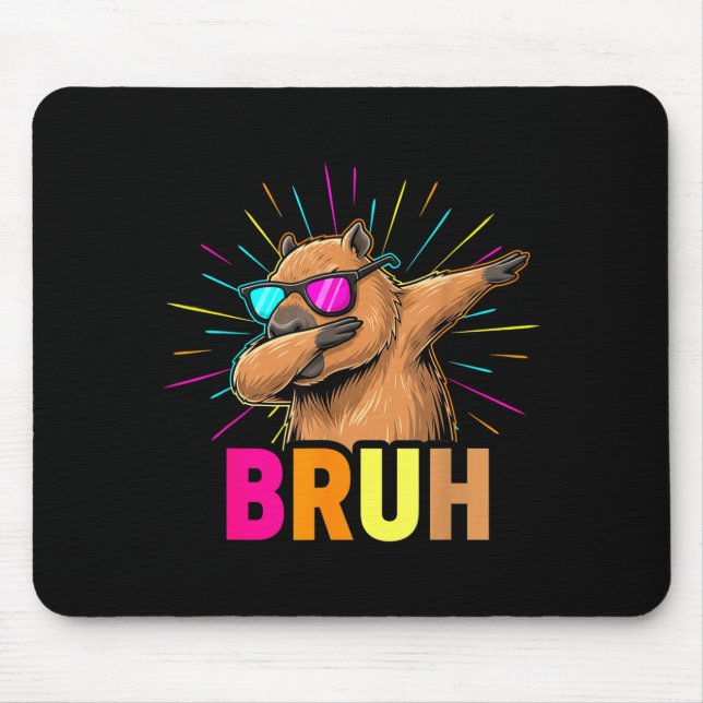 Cute Dabbing Capybara Funny Animal Meme Capy Lover Mouse Mat (Front)