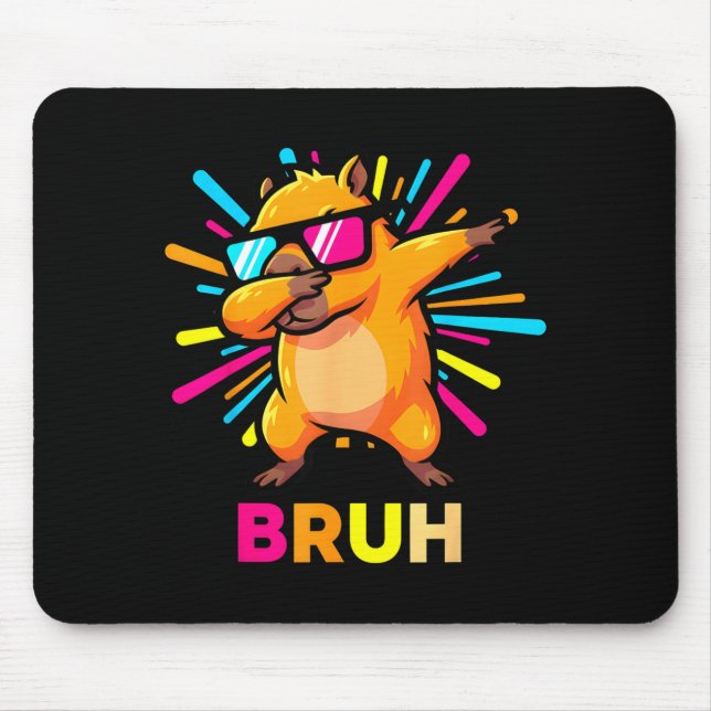 Cute Dabbing Capybara Funny Animal Meme Capy Lover Mouse Mat (Front)