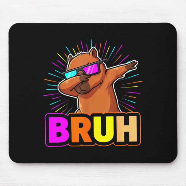 Cute Dabbing Capybara Funny Animal Meme Capy Lover Mouse Mat (Front)
