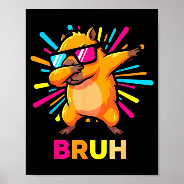 Cute Dabbing Capybara Funny Animal Meme Capy Lover Poster (Front)