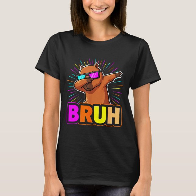 Cute Dabbing Capybara Funny Animal Meme Capy Lover T-Shirt (Front)