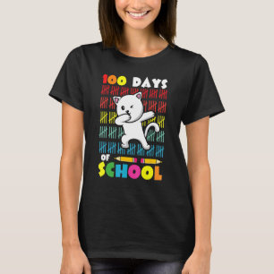 Cute Dabbing Cat 100 Days Of School Kids 100th Day T-Shirt