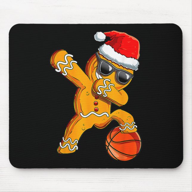 Cute Dabbing Christmas Gingerbread Cool Basketball Mouse Mat (Front)