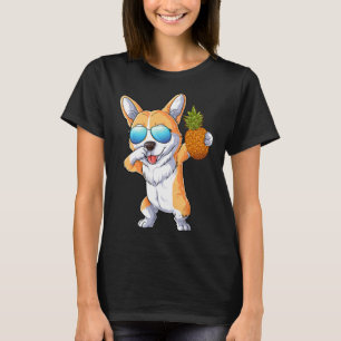 Cute Dabbing Corgi Dog Pineapple Tropical Fruit Su T-Shirt