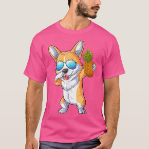 Cute Dabbing Corgi Dog Pineapple Tropical Fruit Su T-Shirt