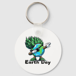 Cute Dabbing Earth Mohawk Trees Earth Day Dance Bo Key Ring