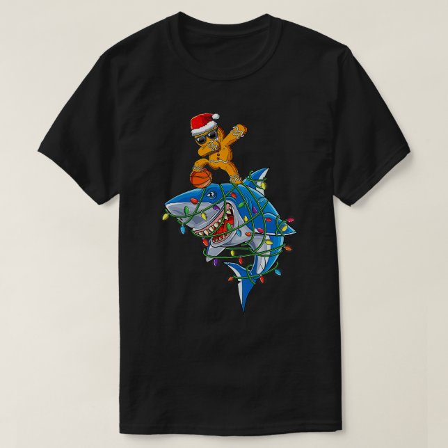 Cute Dabbing Gingerbread Man Dab Basketball Xmas G T-Shirt (Design Front)