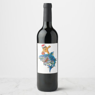 Cute Dabbing Gingerbread Man Dab Shark Basketball Wine Label