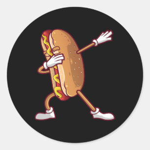Cute Dabbing Hot Dog Design For Kids Men Women Dan Classic Round Sticker