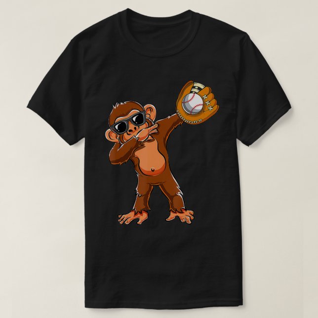 Cute Dabbing Monkey Lovers Dab Baseball Girls Boys T-Shirt (Design Front)