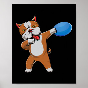 Cute Dabbing Pitbull Disc Golf Lover Pit Bull Pet  Poster