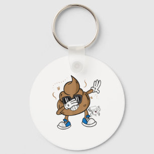 Cute Dabbing Poop Shirt - Funny Emoticon I Pooped  Key Ring