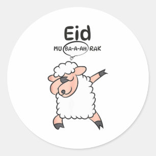 Cute Dabbing Sheep Eid Mu-ba-a-ah-rak Eid Al Adha Classic Round Sticker