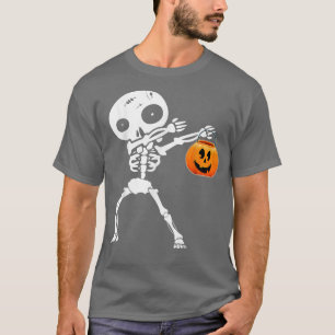Cute Dabbing skeleton Jack O Lantern Pumpkin Happy T-Shirt