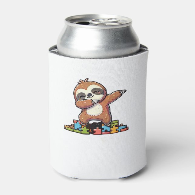 Cute Dabbing Sloth Autism Awareness Autistic Kids  Can Cooler (Can Front)