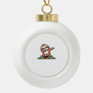 Cute Dabbing Sloth Autism Awareness Autistic Kids Ceramic Ball Christmas Ornament