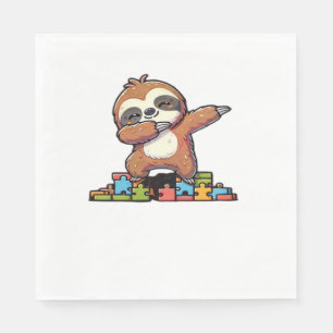 Cute Dabbing Sloth Autism Awareness Autistic Kids  Napkin