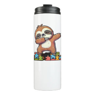 Cute Dabbing Sloth Autism Awareness Autistic Kids  Thermal Tumbler