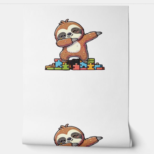 Cute Dabbing Sloth Autism Awareness Autistic Kids  Wallpaper (Unrolling)