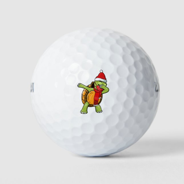 Cute Dabbing Turtle Wears Face Mask Dab Dance Chri Golf Balls (Front)