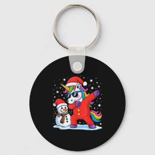 Cute Dabbing Unicorn Funny Christmas Snowman Dab X Key Ring