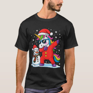 Cute Dabbing Unicorn Funny Christmas Snowman Dab X T-Shirt