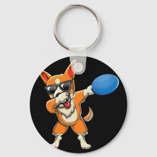Cute Dabbing Welsh Corgi Cattle Herding Dog Disc G Key Ring