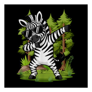 Cute Dabbing Zebra Funny Zebra Dance Animal Poster