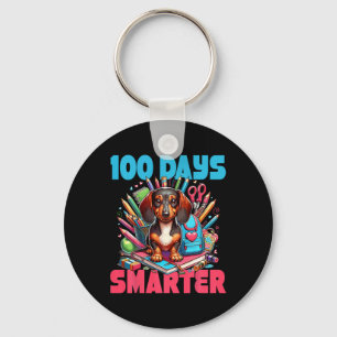 Cute Dachshund 100th Day Of School 100 Days Smarte Key Ring