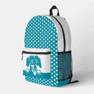 Cute Dachshund and Polka Dots Printed Backpack