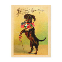 Cute Dachshund Birthday Postcard